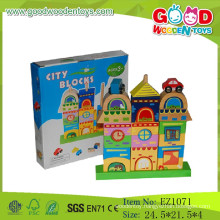 Colorful Kids Wooden Stacking City Printing Blocks Toys